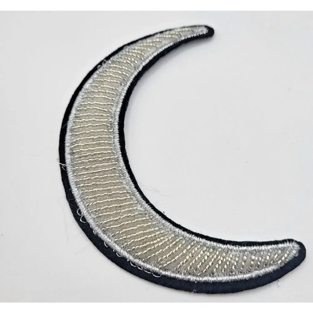 Beaded Moon Applique Sew On 4.5in long